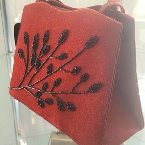 Small red purse with black rhinestone accents New with tags